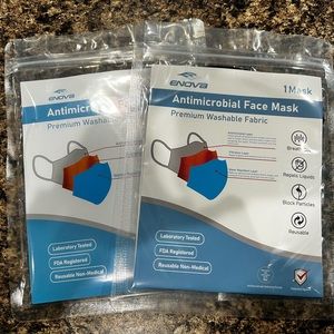NWT Enova Antimicrobial Face Masks, Lot of 2, Black/White, Reusable/Washable